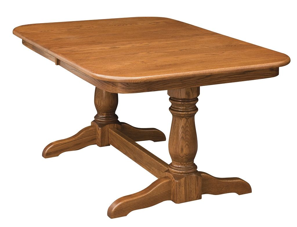 Amish Double Pedestal Dining Table Traditional Oak Solid Wood Furniture